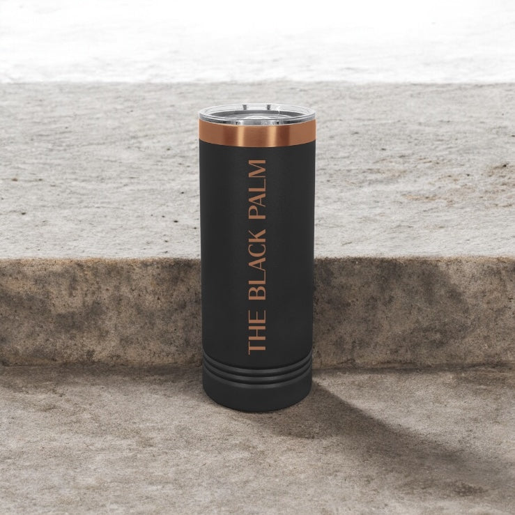 The Black Palm Rose Gold Slim Tumbler
