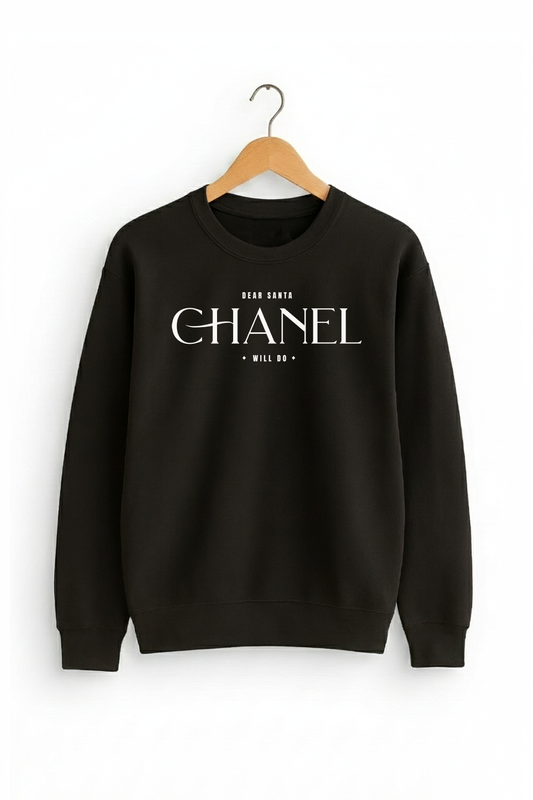 Dear Santa Chanel Will Do - Designer Inspired Knit Crewneck Sweatshirt