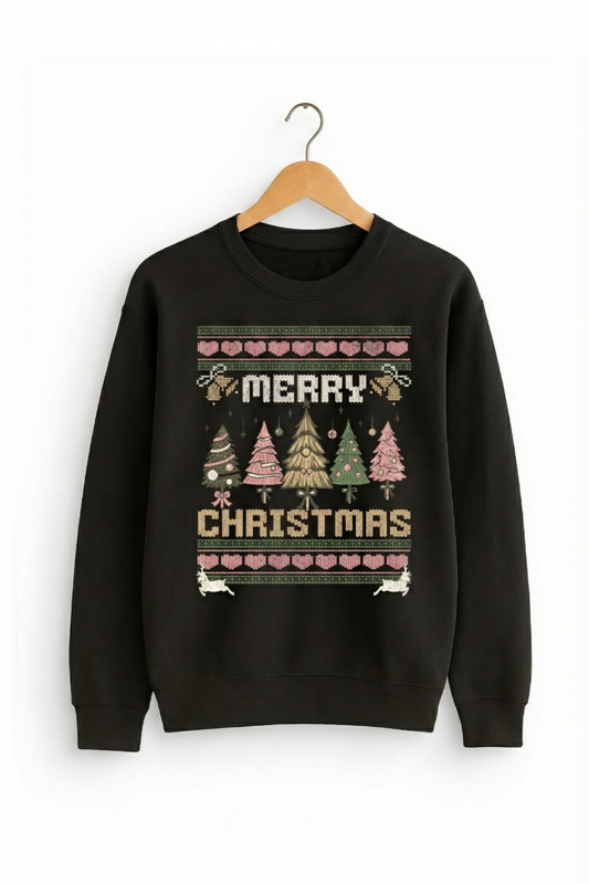 Merry Christmas Vintage Knit Crewneck Sweatshirt