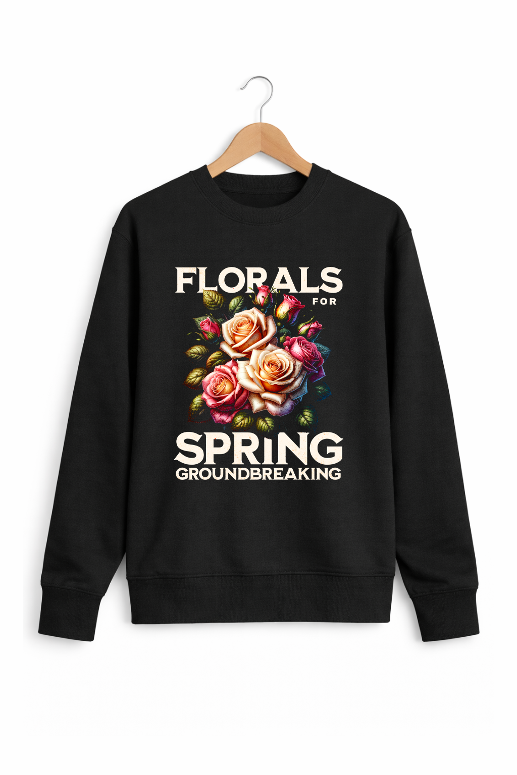 “Florals for Spring” Black Signature Blend Crewneck Sweatshirt