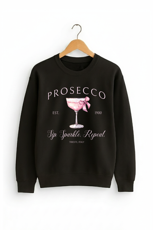 Prosecco “Sip, Sparkle, Repeat” Luxury Crewneck Sweatshirt